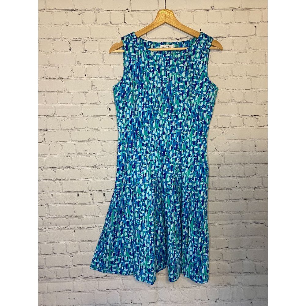 Calvin Klein Blue Green Sleeveless Dress Size 6